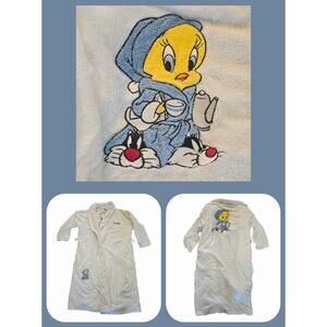 Vintage Looney Tunes Tweety Bird Robe Adult SZ L Warner Bros Y2K White Gown